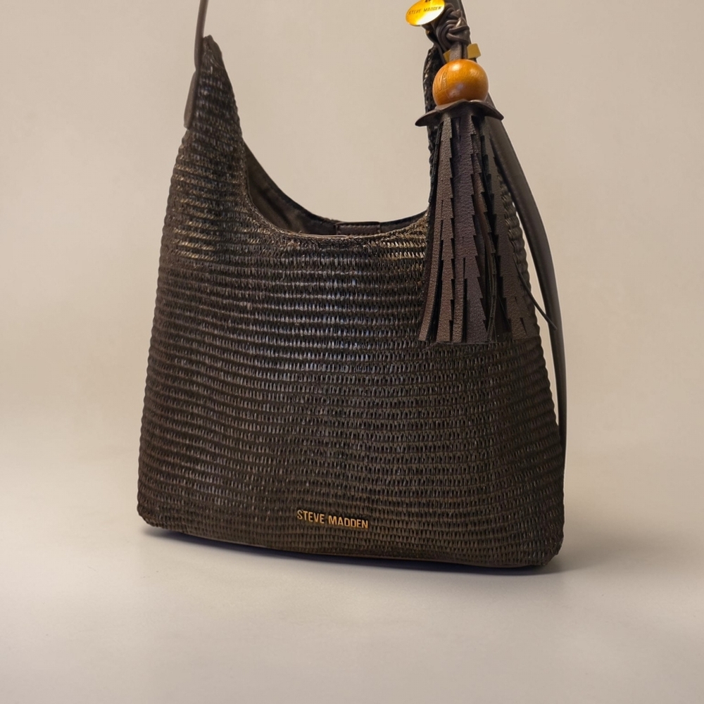 Chocolate Raffia Bkenji Hobo Bag by Steve Madden - Picture 3 of 7